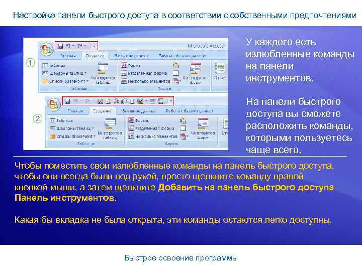 Настройка панели быстрого доступа в соответствии с собственными предпочтениями У каждого есть излюбленные команды