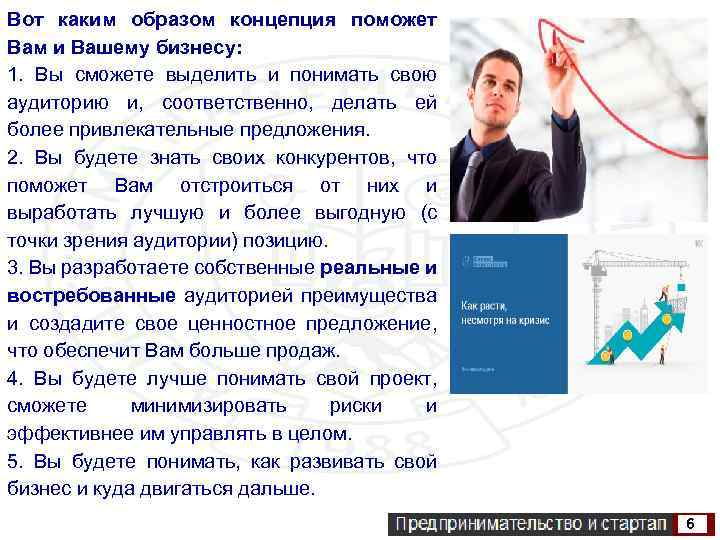 Вот каким образом концепция поможет Вам и Вашему бизнесу: 1. Вы сможете выделить и