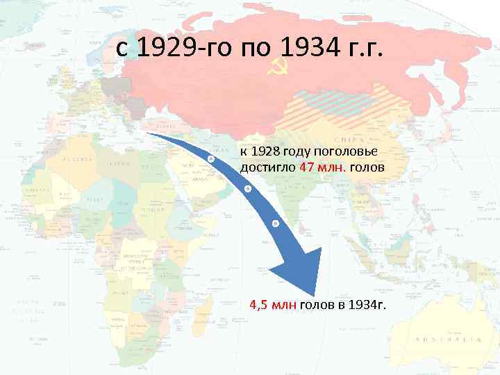 с 1929 -го по 1934 г. г. к 1928 году поголовье достигло 47 млн.