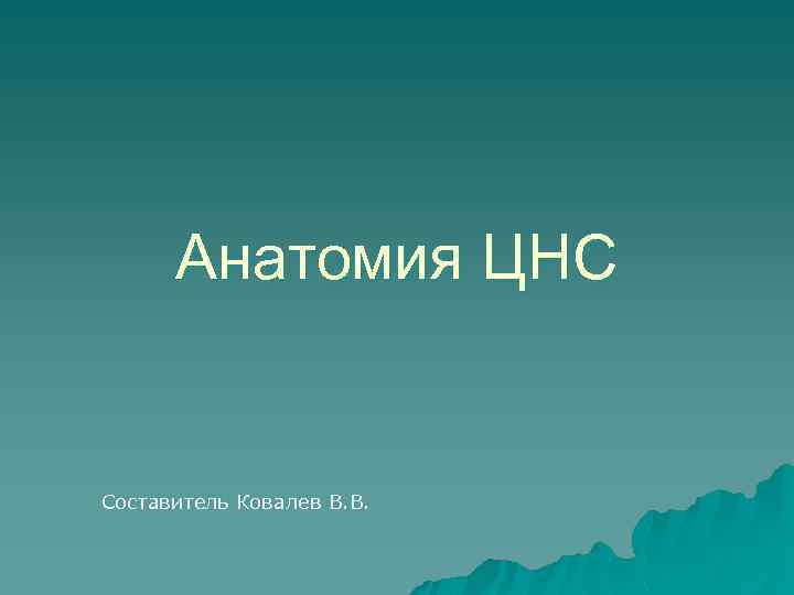 Анатомия ЦНС Составитель Ковалев В. В. 