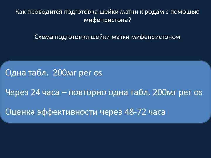 Как проводится подготовка шейки матки к родам с помощью мифепристона? Схема подготовки шейки матки