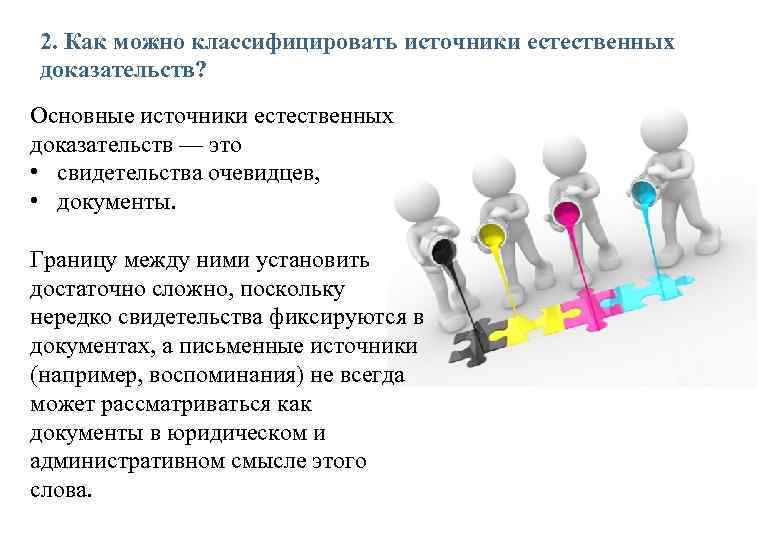 2. Как можно классифицировать источники естественных доказательств? Основные источники естественных доказательств — это •