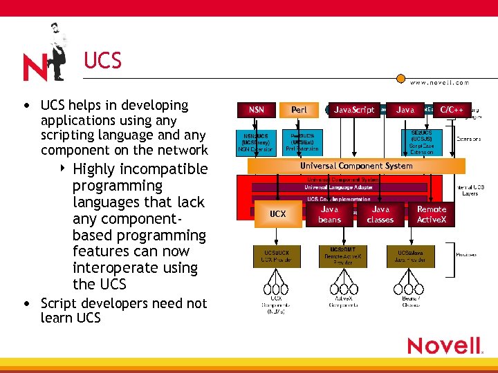 UCS • UCS helps in developing applications using any scripting language and any component