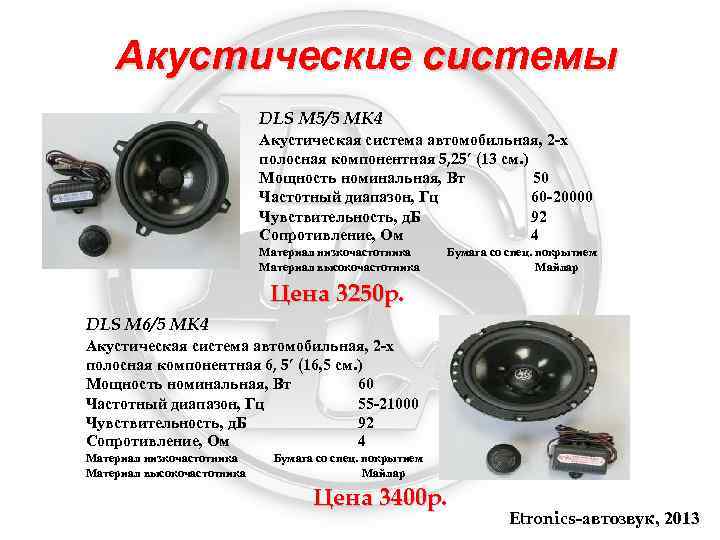 Акустические системы DLS M 5/5 MK 4 Акустическая система автомобильная, 2 -х полосная компонентная