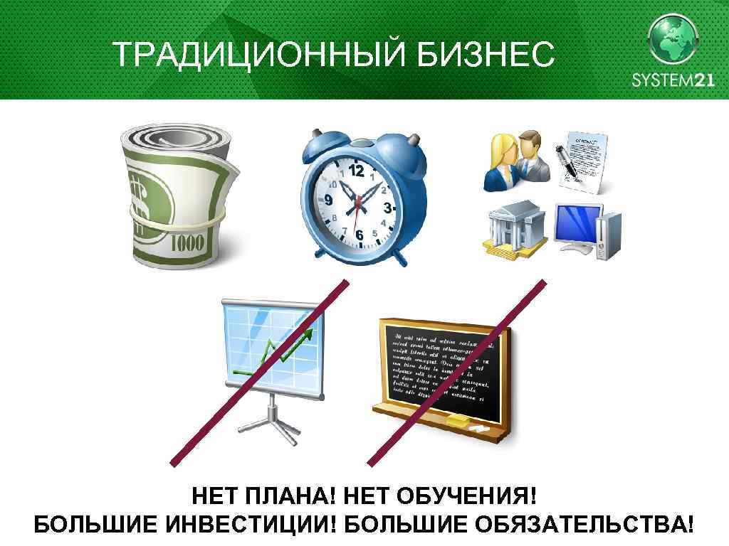 ТРАДИЦИОННЫЙ БИЗНЕС НЕТ ПЛАНА! НЕТ ОБУЧЕНИЯ! БОЛЬШИЕ ИНВЕСТИЦИИ! БОЛЬШИЕ ОБЯЗАТЕЛЬСТВА! 