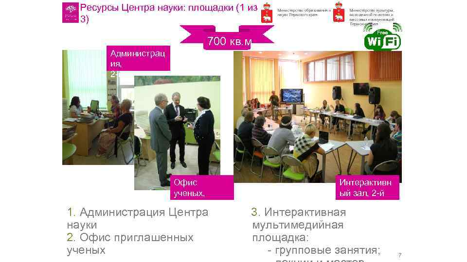 Ресурсы Центра науки: площадки (1 из 3) Министерство образования и науки Пермского края Министерство