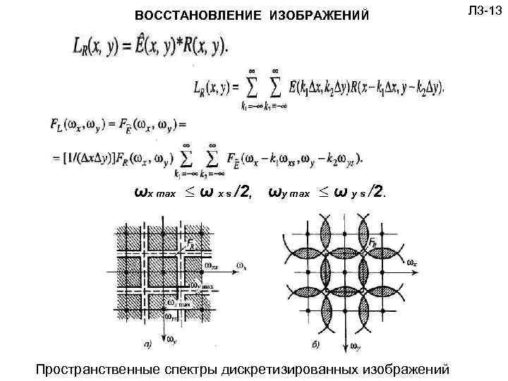 ВОССТАНОВЛЕНИЕ ИЗОБРАЖЕНИЙ Л 3 -13 ωx max ω x s /2, ωy max ω