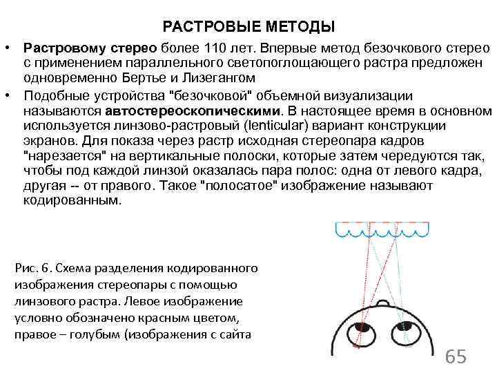 РАСТРОВЫЕ МЕТОДЫ • Растровому стерео более 110 лет. Впервые метод безочкового стерео с применением