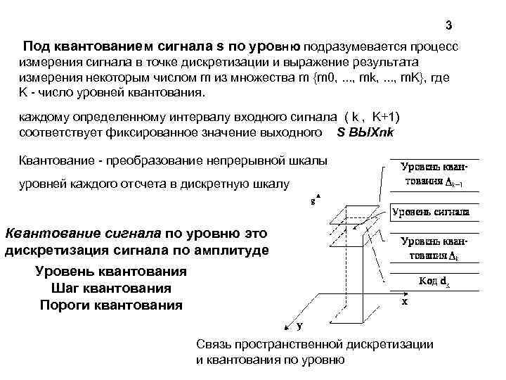 3 Под квантованием сигнала s по уровню подразумевается процесс измерения сигнала в точке дискретизации