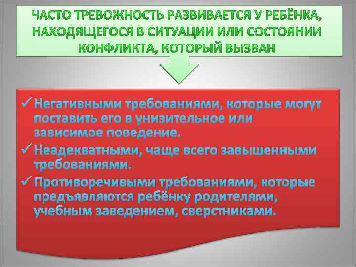 ü Негативными требованиями, которые могут поставить его в унизительное или зависимое поведение. ü Неадекватными,