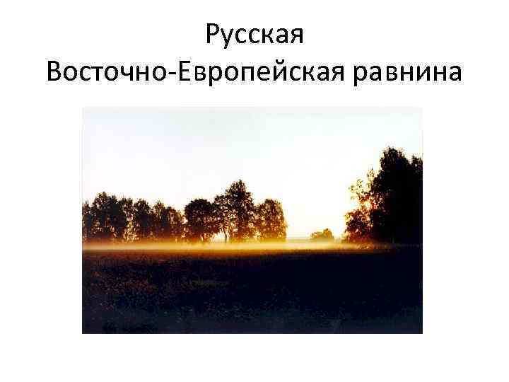 Русская Восточно-Европейская равнина 