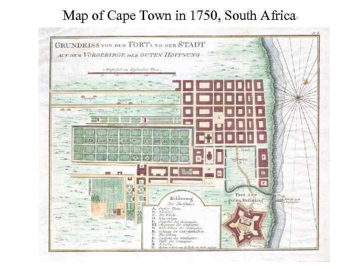 Map of Cape Town in 1750, South Africa 