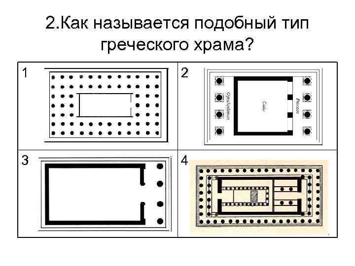 2. Как называется подобный тип греческого храма? 1 2 3 4 