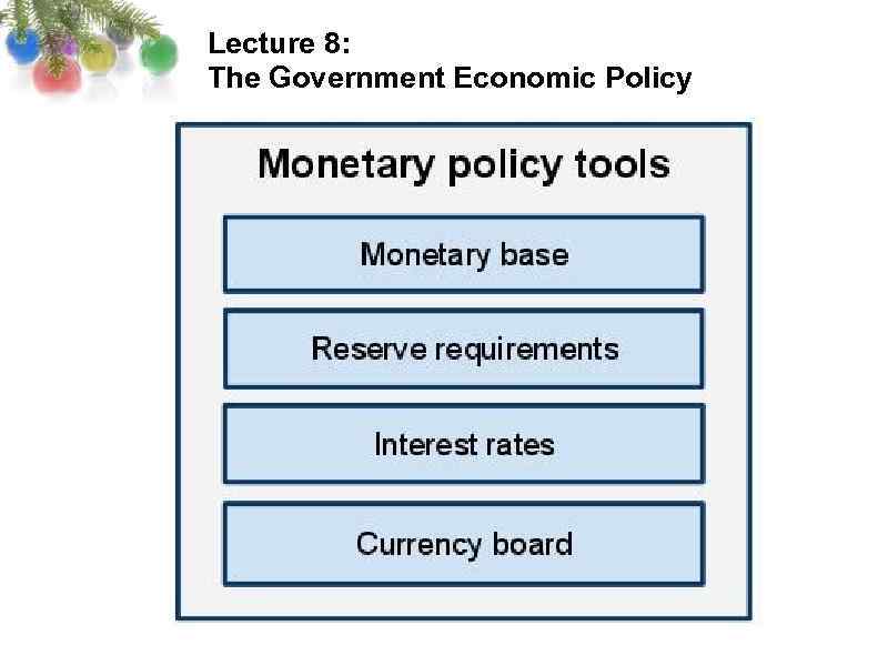 Lecture 8: The Government Economic Policy 