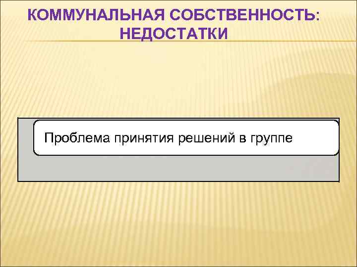 КОММУНАЛЬНАЯ СОБСТВЕННОСТЬ: НЕДОСТАТКИ Проблема принятия решений в группе 