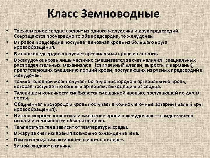 Класс Земноводные • • • Трехкамерное сердце состоит из одного желудочка и двух предсердий.
