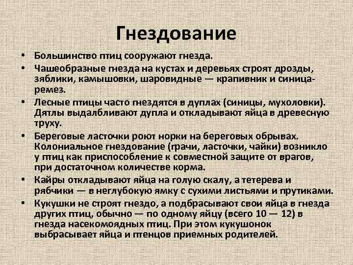 Гнездование • Большинство птиц сооружают гнезда. • Чашеобразные гнезда на кустах и деревьях строят