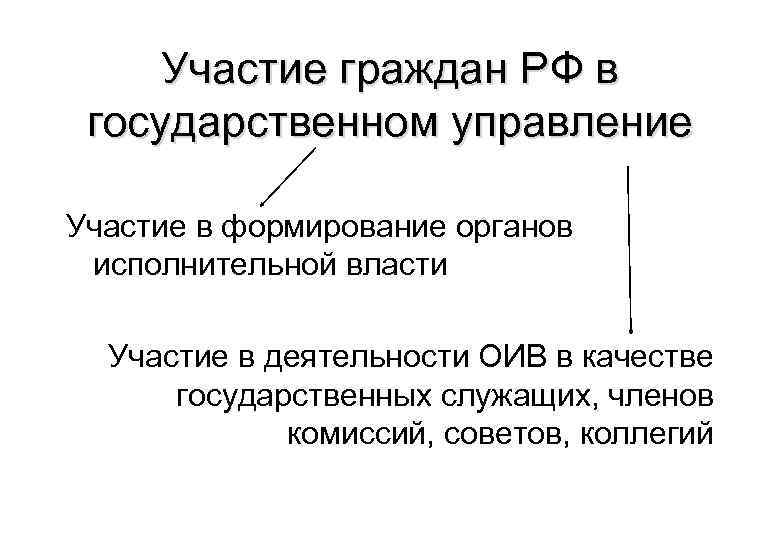 Участие граждан РФ в государственном управление Участие в формирование органов исполнительной власти Участие в