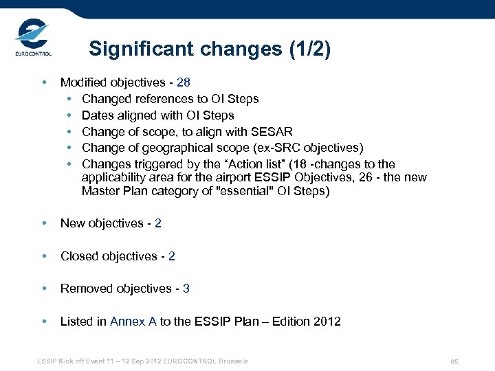 Significant changes (1/2) • Modified objectives - 28 • Changed references to OI Steps