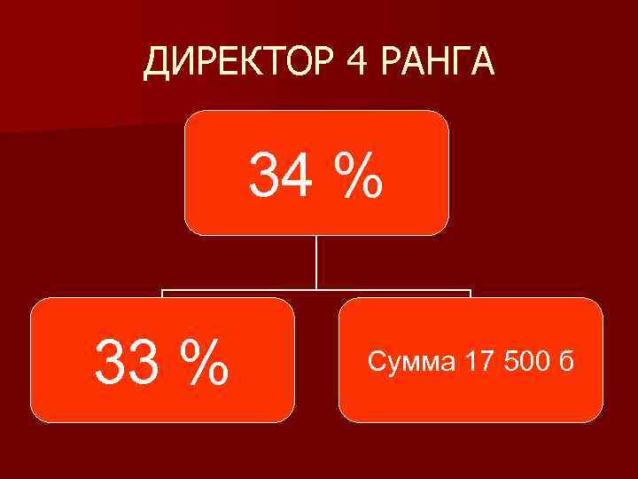 ДИРЕКТОР 4 РАНГА 34 % 33 % Сумма 17 500 б 