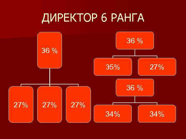 ДИРЕКТОР 6 РАНГА 36 % 35% 27% 36 % 27% 27% 34% 