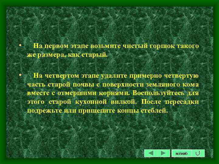  • На первом этапе возьмите чистый горшок такого же размера, как старый. •