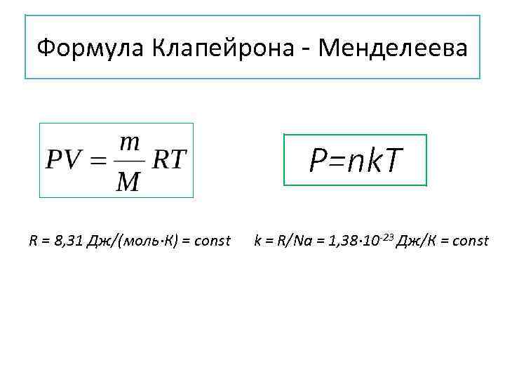 Уравнение менделеева клапейрона формула