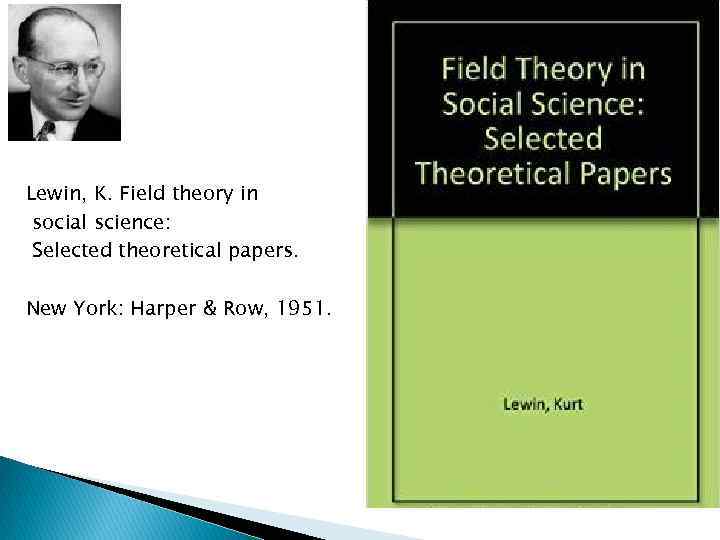 Lewin, K. Field theory in social science: Selected theoretical papers. New York: Harper &