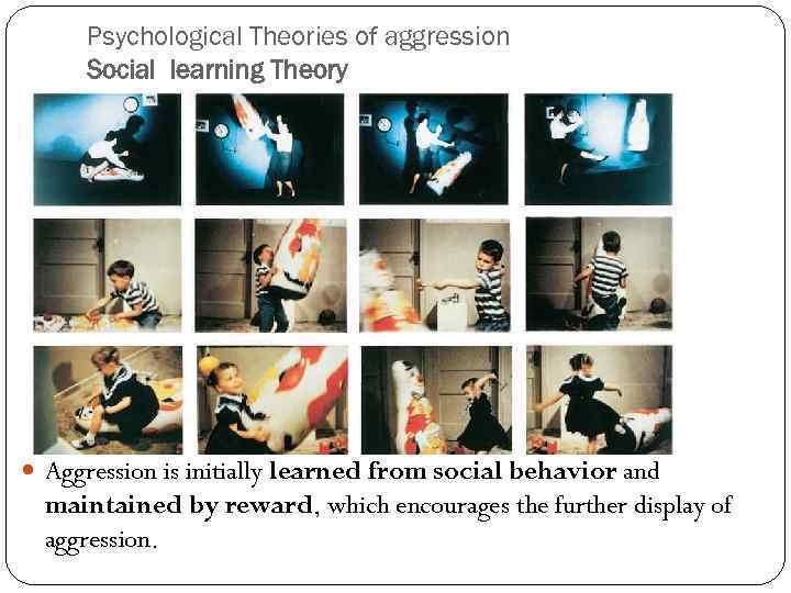 Psychological Theories of aggression Social learning Theory Aggression is initially learned from social behavior