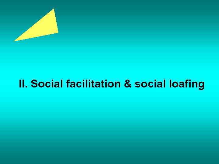 II. Social facilitation & social loafing 