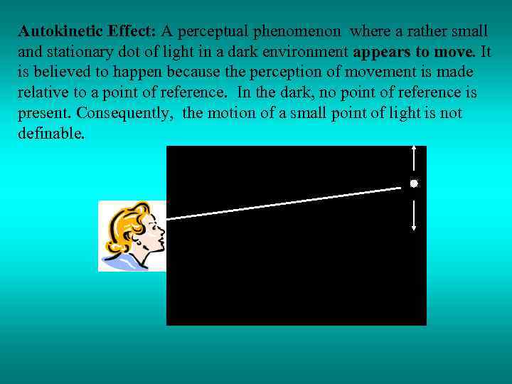 Autokinetic Effect: A perceptual phenomenon where a rather small and stationary dot of light