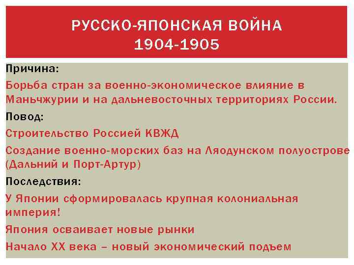 Планы сторон русско японской войны 1904 1905 кратко