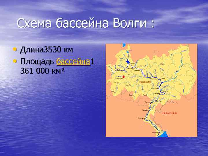 Волга протяженность. Водосборный бассейн Волги. Бассейн реки Волга.