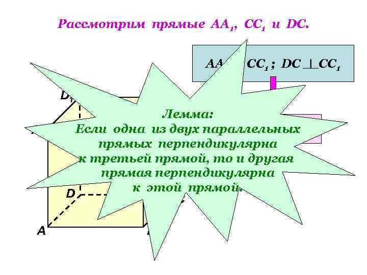 Рассмотрим прямые АА 1, СС 1 и DC. АА 1 D 1 А СС