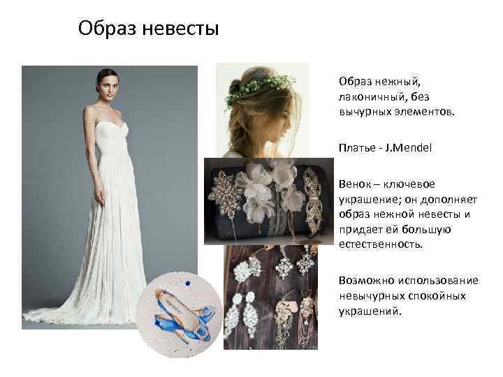 Образ невесты Образ нежный, лаконичный, без вычурных элементов. Платье - J. Mendel Венок –