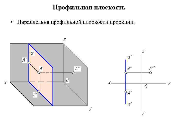 Профильная плоскость • Параллельна профильной плоскости проекции. 