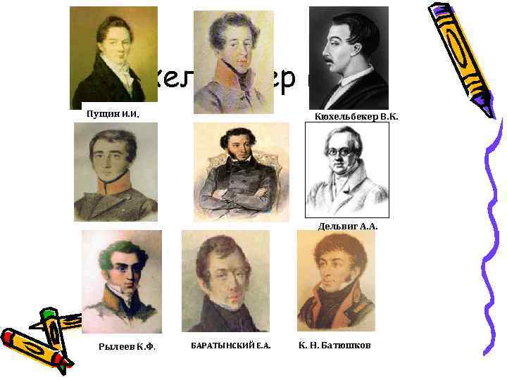 Кюхельбекер В. К. Пущин И. И. Кюхельбекер В. К. Дельвиг А. А. Рылеев К.