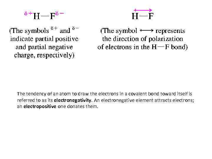 The tendency of an atom to draw the electrons in a covalent bond toward