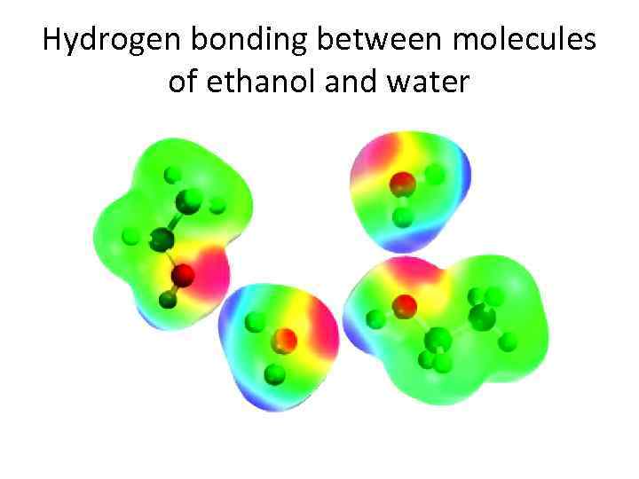 Hydrogen bonding between molecules of ethanol and water 