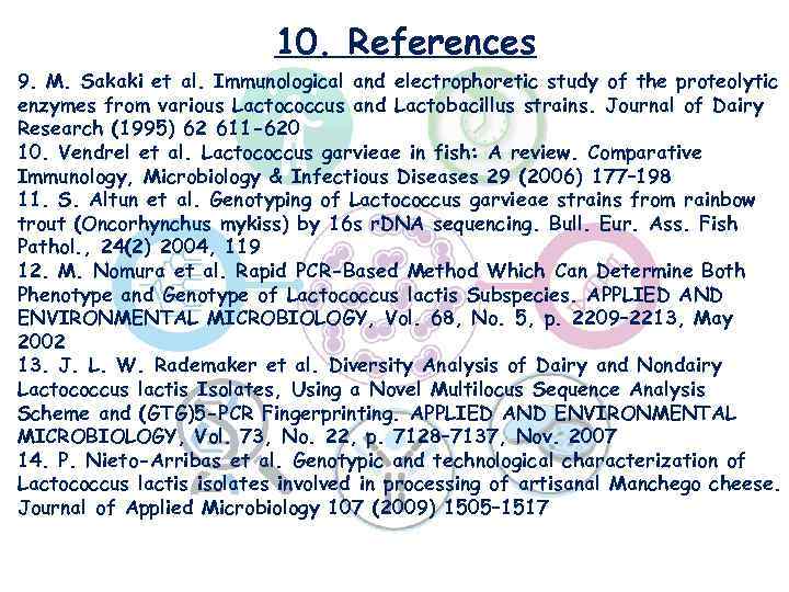 10. References 9. M. Sakaki et al. Immunological and electrophoretic study of the proteolytic