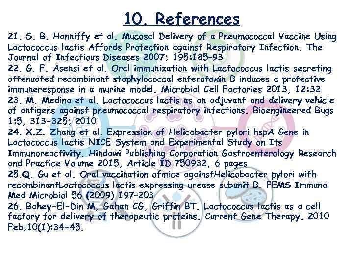 10. References 21. S. B. Hanniffy et al. Mucosal Delivery of a Pneumococcal Vaccine