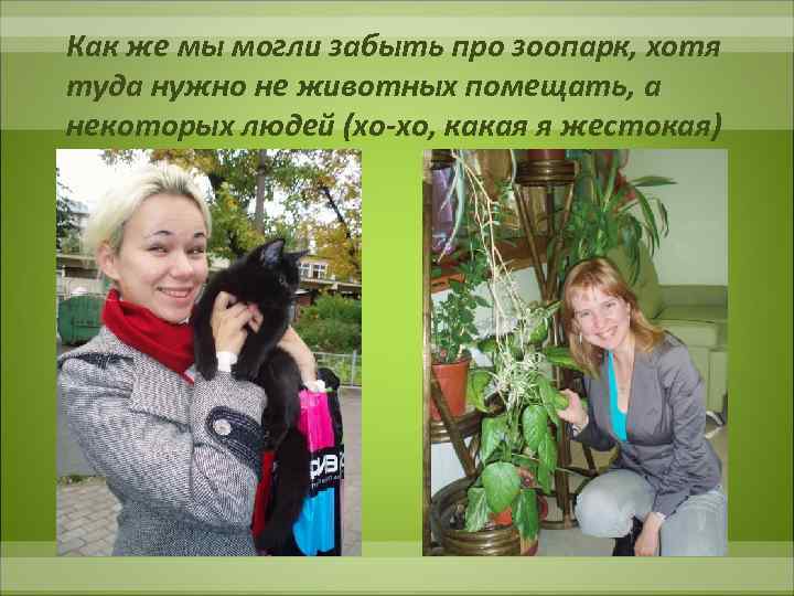 Как же мы могли забыть про зоопарк, хотя туда нужно не животных помещать, а