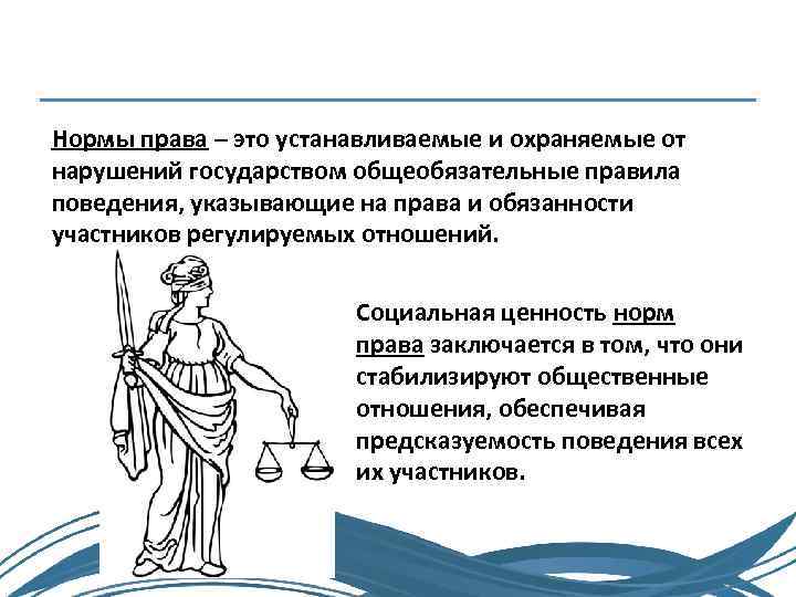 Нормы права – это устанавливаемые и охраняемые от нарушений государством общеобязательные правила поведения, указывающие