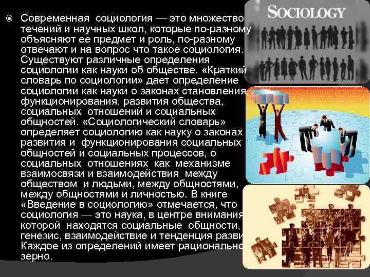  Современная социология — это множество течений и научных школ, которые по-разному объясняют ее