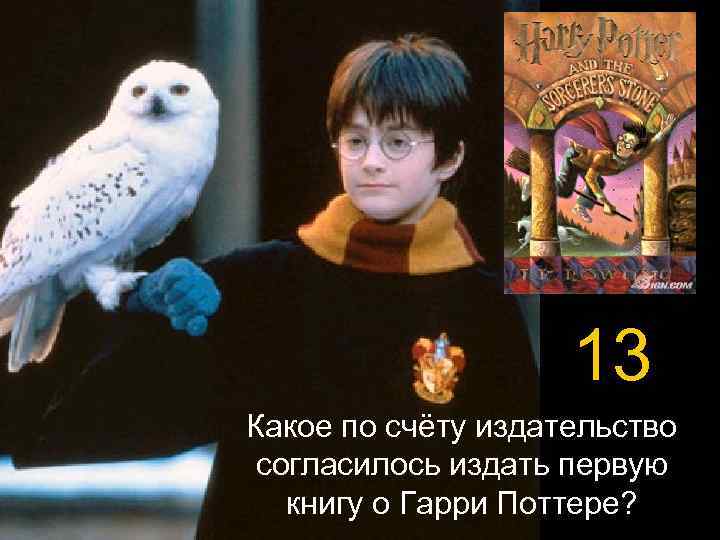 13 Какое по счёту издательство согласилось издать первую книгу о Гарри Поттере? 