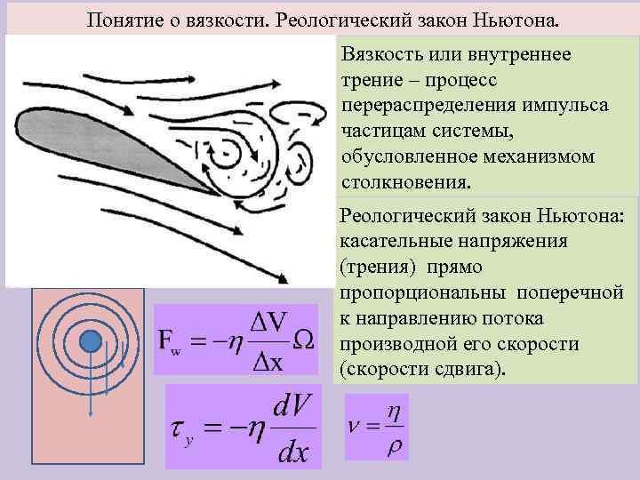 Понятие о вязкости. Реологический закон Ньютона. Вязкость или внутреннее трение – процесс перераспределения импульса