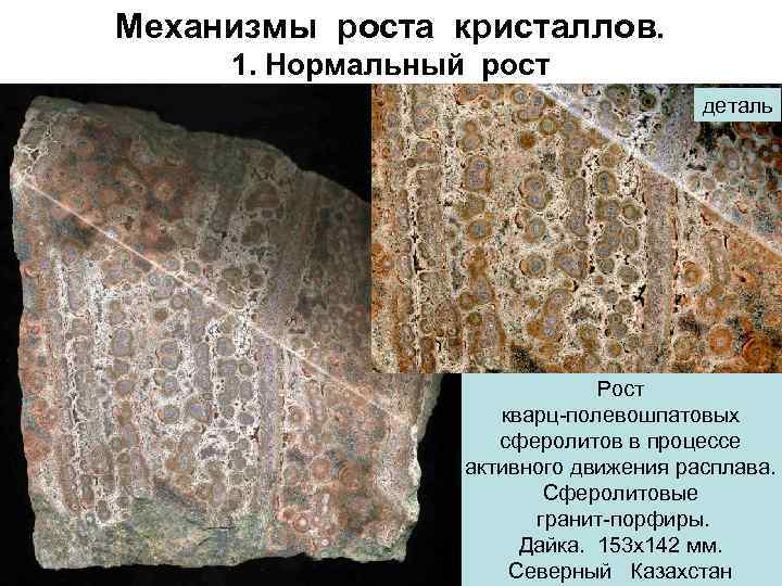 Механизмы роста кристаллов. 1. Нормальный рост деталь Рост кварц-полевошпатовых сферолитов в процессе активного движения
