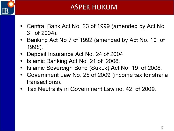 ASPEK HUKUM • Central Bank Act No. 23 of 1999 (amended by Act No.