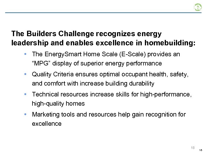 What is the Builders Challenge? The Builders Challenge recognizes energy leadership and enables excellence
