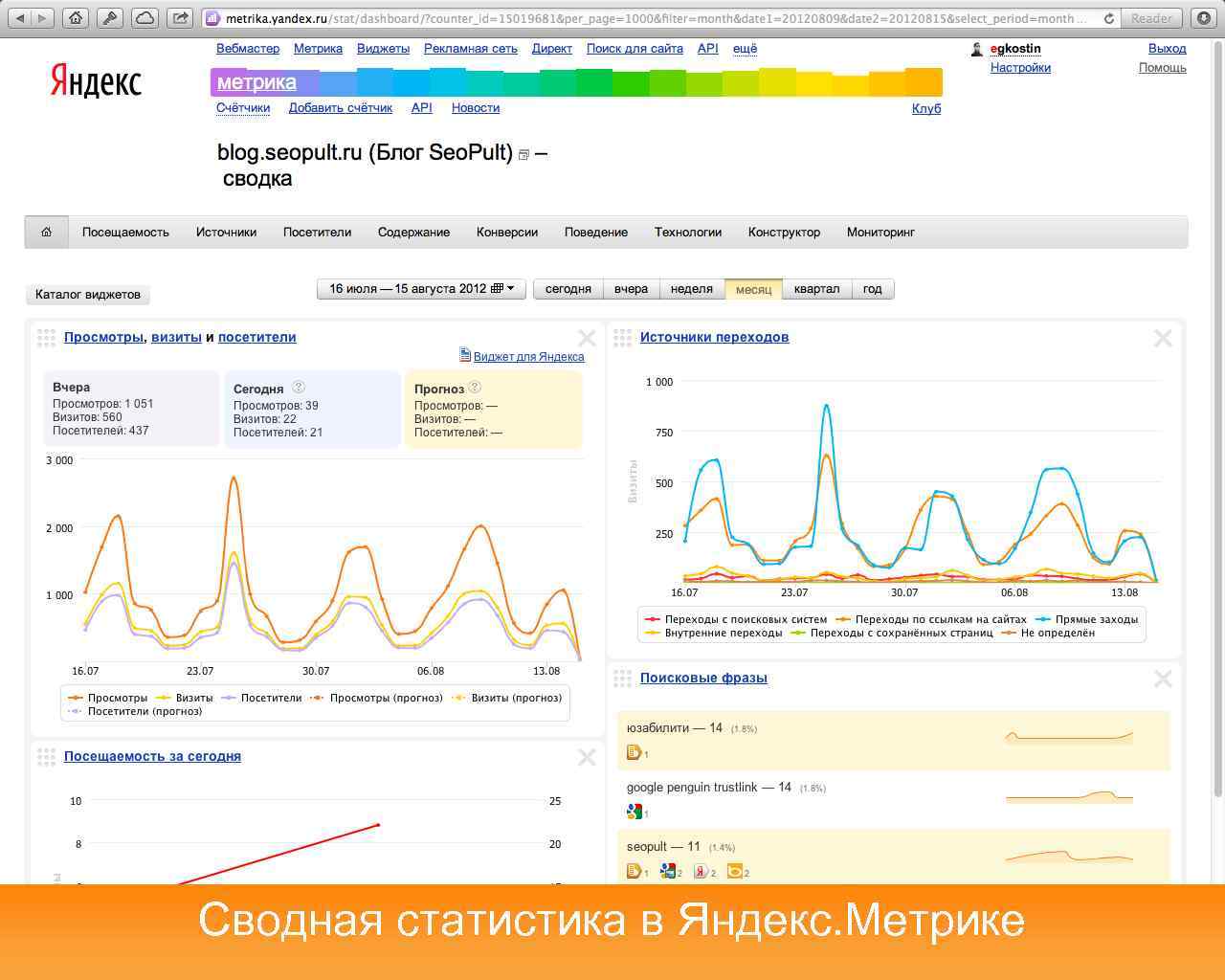 Сводная статистика в Яндекс. Метрике 